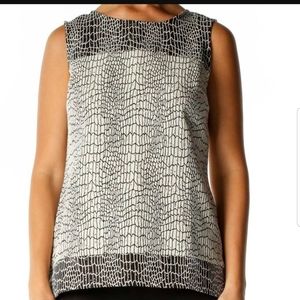 BANANA REPUBLIC gray texture sleeveless top 0 back lime green zipper